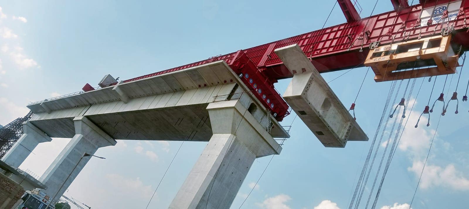"Nearly completed bridge supported by cranes from India’s best crane rental company in Central India"